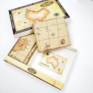 Vintage Australian Leather Wallet & Key Holder Set – New